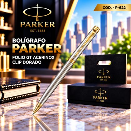 Parker Folio GT Acerinox Clip Dorado