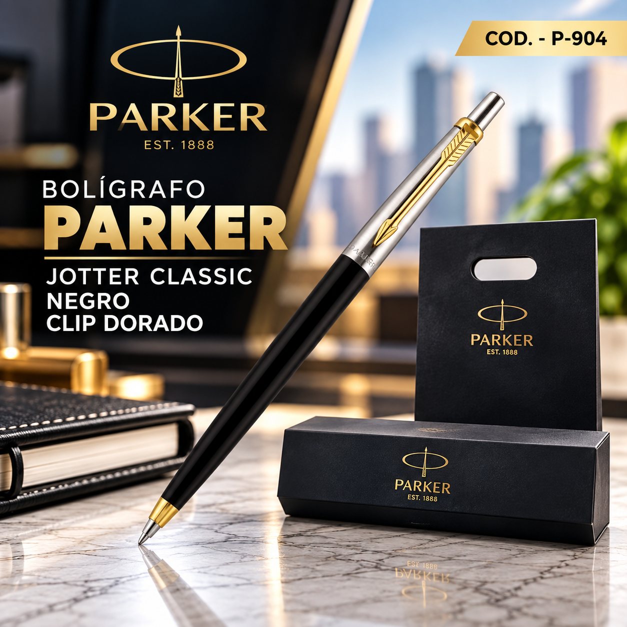 Parker Jotter Classic Negro Clip Dorado